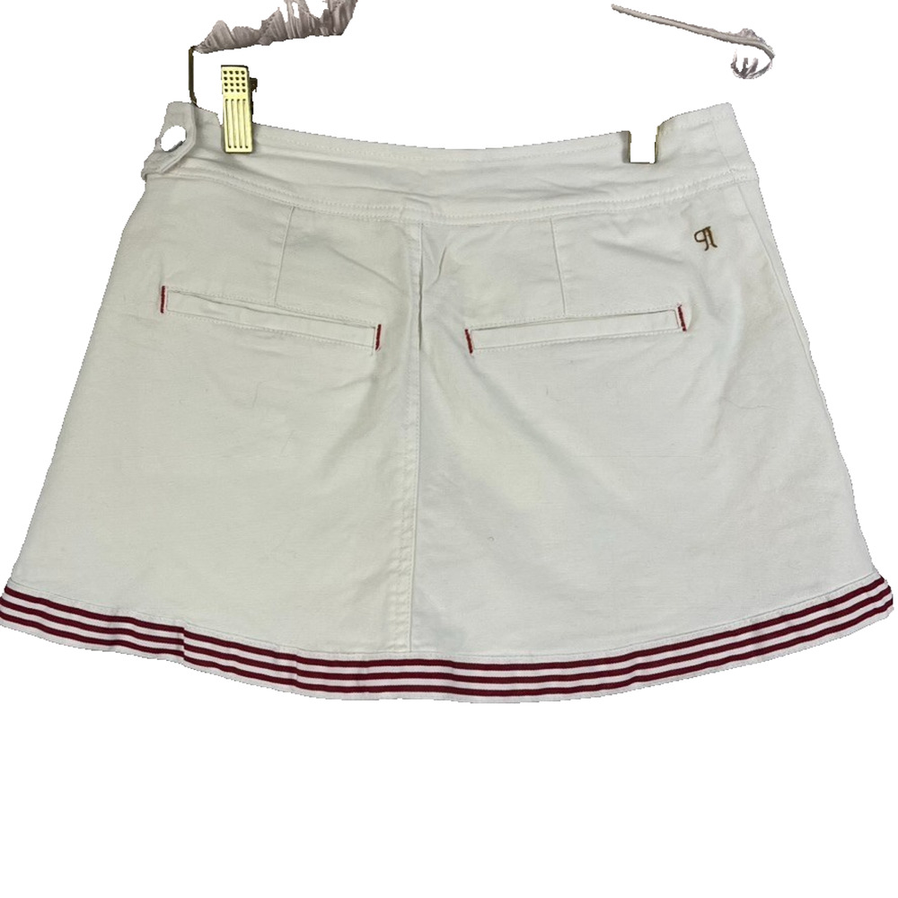Pilcro Marseille Skort Size 26 White Contrasting Red Stripes Along Hem - Picture 3 of 13